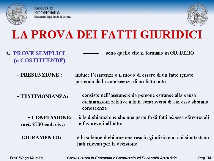 LA PROVA DEI FATTI GIURIDICI sono quelle che si formano in GIUDIZIO 2. -