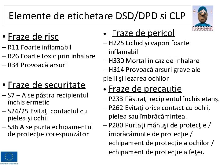 Elemente de etichetare DSD/DPD si CLP • Fraze de risc – R 11 Foarte