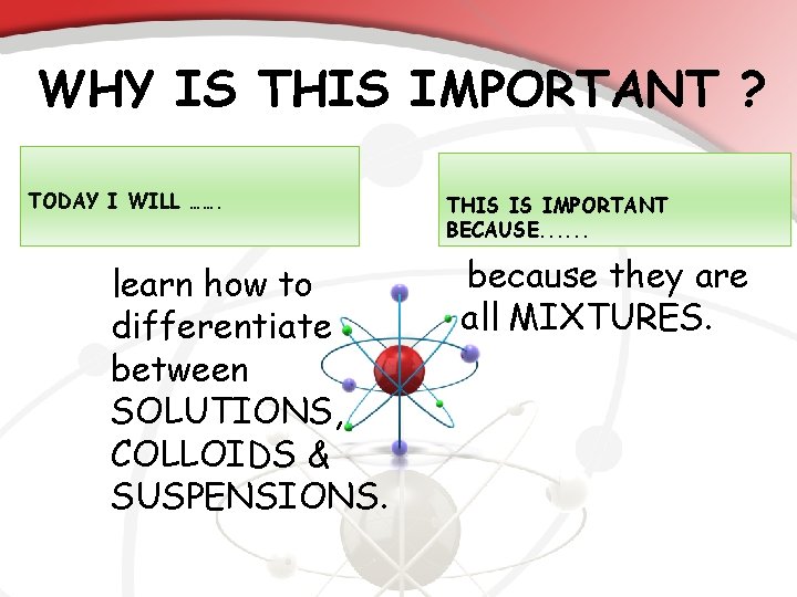 WHY IS THIS IMPORTANT ? TODAY I WILL ……. learn how to differentiate between