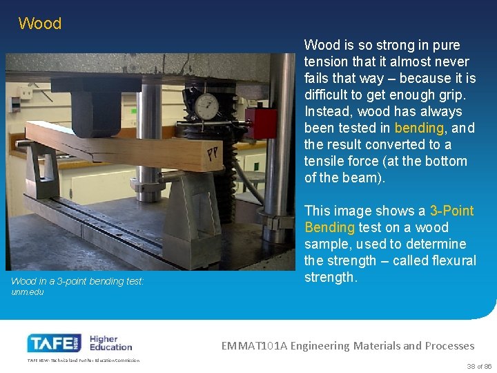 Wood is so strong in pure tension that it almost never fails that way