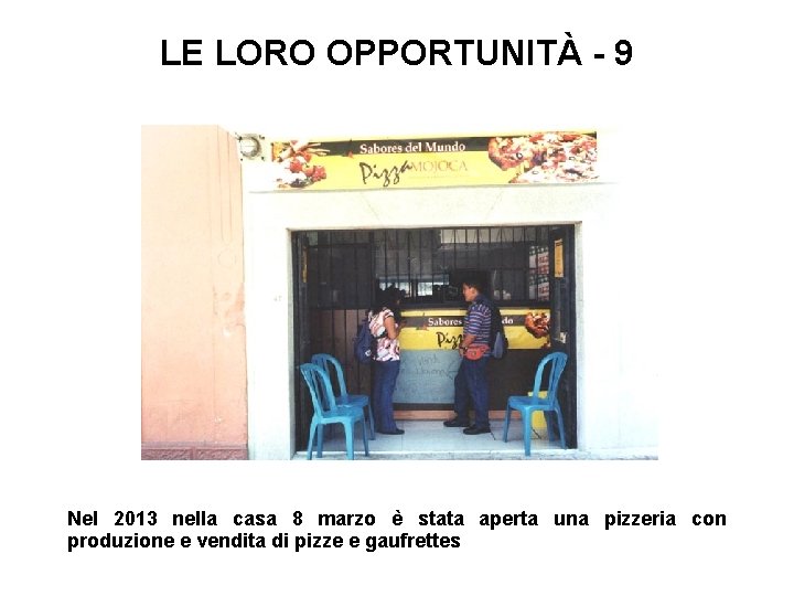 LE LORO OPPORTUNITÀ - 9 Nel 2013 nella casa 8 marzo è stata aperta