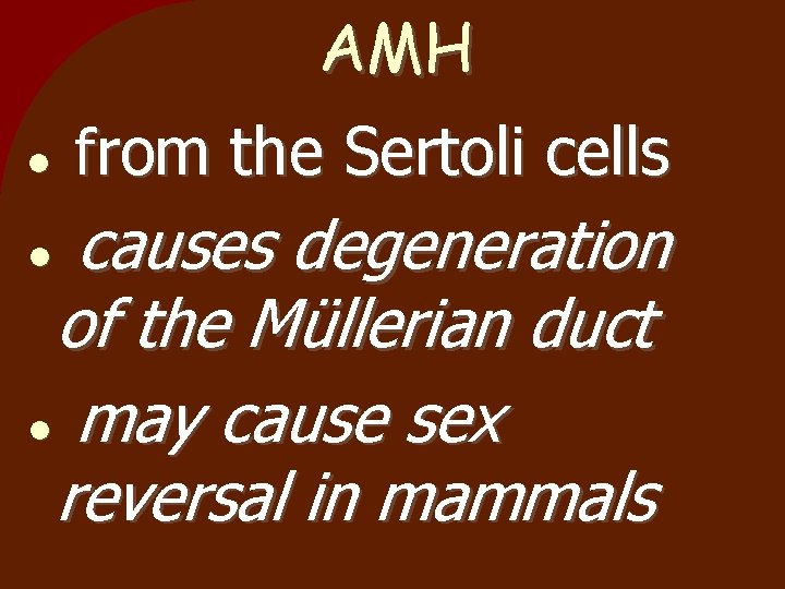 AMH from the Sertoli cells causes degeneration of the Müllerian duct may cause sex