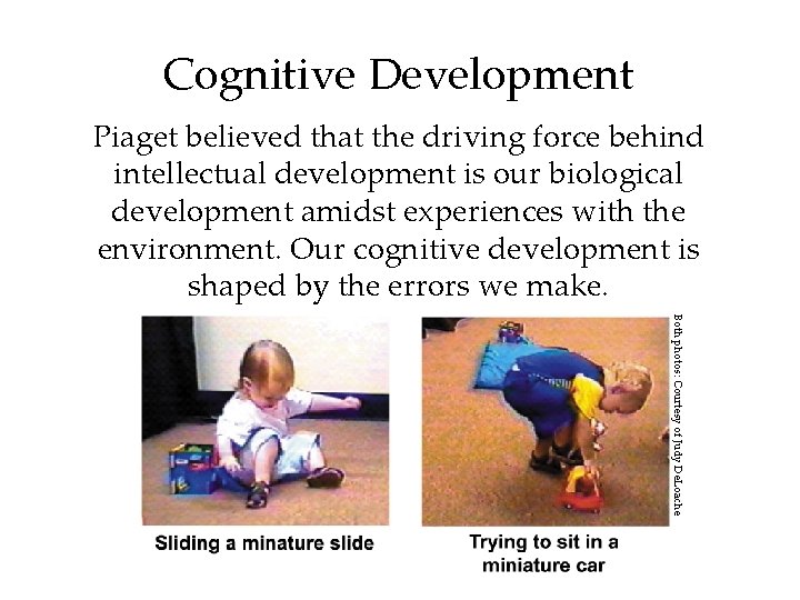 Cognitive Development Piaget believed that the driving force behind intellectual development is our biological