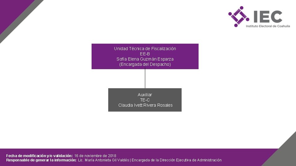 Unidad Técnica de Fiscalización EE-B Sofía Elena Guzmán Esparza (Encargada del Despacho) Auxiliar TE-C