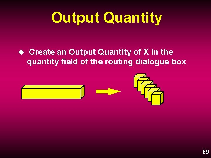 Output Quantity u Create an Output Quantity of X in the quantity field of