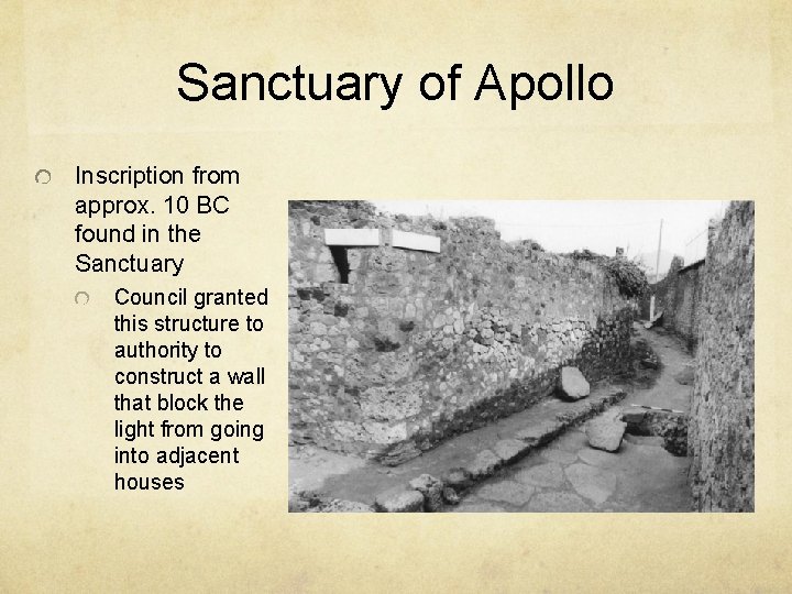 Sanctuary of Apollo Inscription from approx. 10 BC found in the Sanctuary Council granted