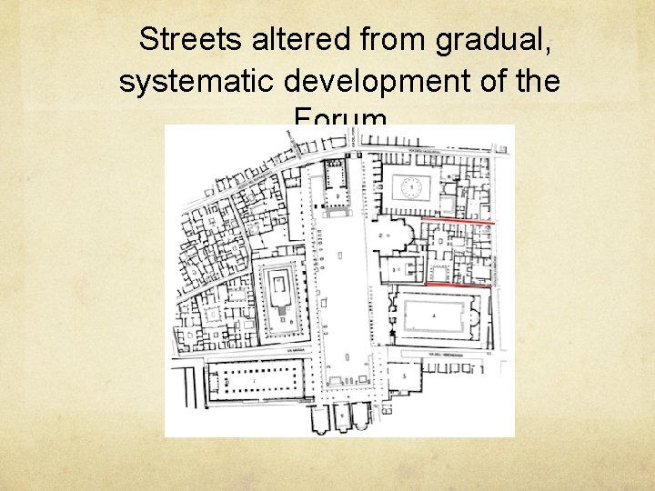 Streets altered from gradual, systematic development of the Forum 