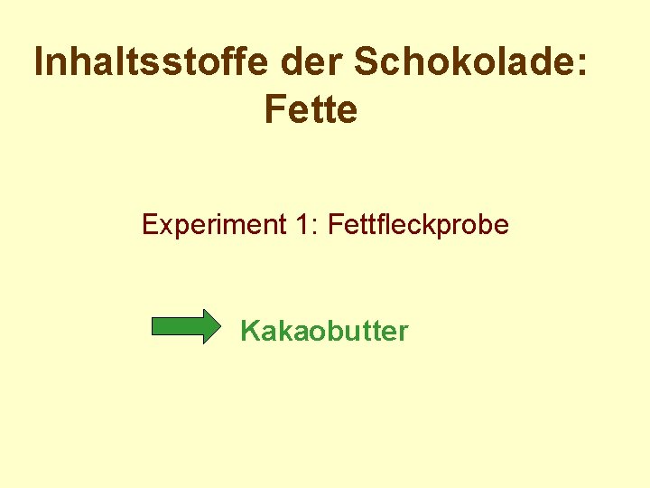 Inhaltsstoffe der Schokolade: Fette Experiment 1: Fettfleckprobe Kakaobutter 