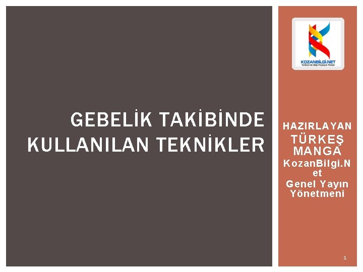 GEBELİK TAKİBİNDE KULLANILAN TEKNİKLER HAZIRLAYAN TÜRKEŞ MANGA Kozan. Bilgi. N et Genel Yayın Yönetmeni