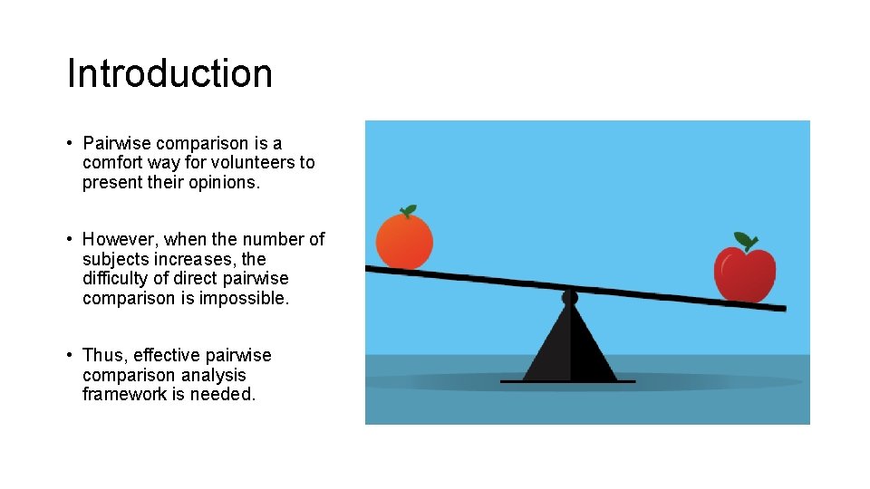 Introduction • Pairwise comparison is a comfort way for volunteers to present their opinions.