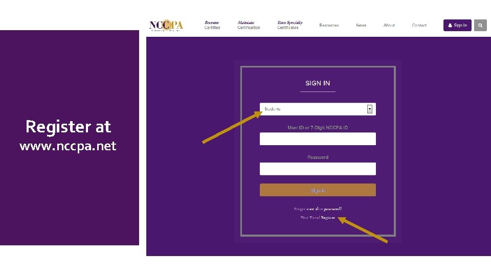 Register at www. nccpa. net 