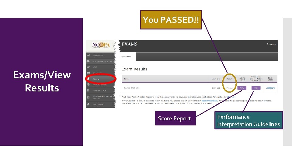 You PASSED!! Exams/View Results Score Report Performance Interpretation Guidelines 