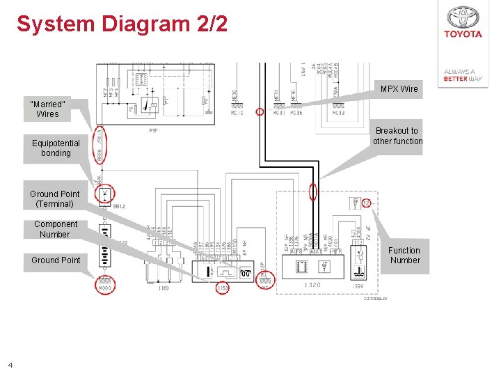 System Diagram 2/2 MPX Wire “Married” Wires Equipotential bonding Breakout to other function Ground