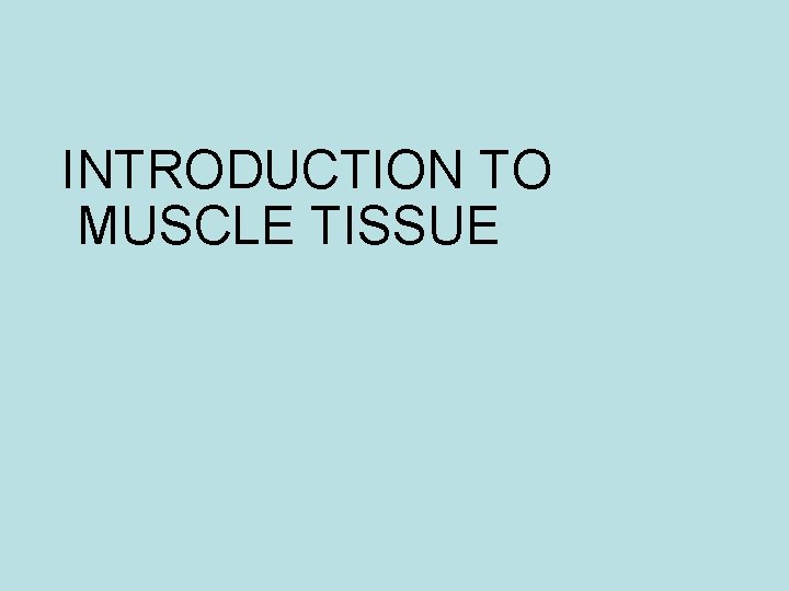 INTRODUCTION TO MUSCLE TISSUE 