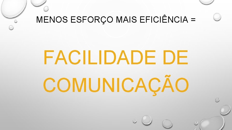 MENOS ESFORÇO MAIS EFICIÊNCIA = FACILIDADE DE COMUNICAÇÃO MENOS ESFORÇO MAIS EFICIÊNCIA = FACILIDADE DE COMUNICAÇÃO