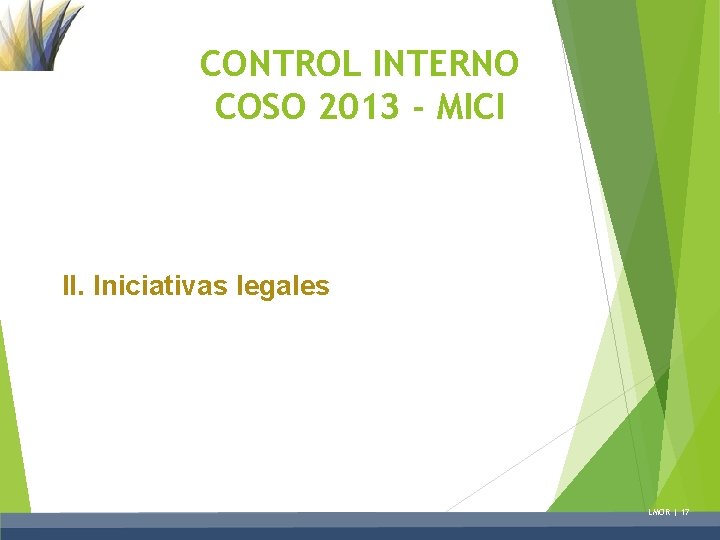 CONTROL INTERNO COSO 2013 - MICI II. Iniciativas legales LMOR | 17 