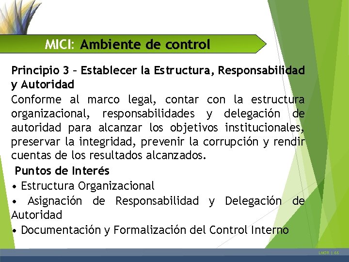 MICI: Ambiente de control Principio 3 – Establecer la Estructura, Responsabilidad y Autoridad Conforme