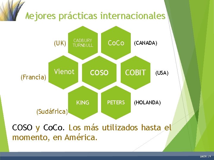 Mejores prácticas internacionales (UK) (Francia) CADBURY TURNBULL Vienot Co. Co COSO KING PETERS (CANADA)