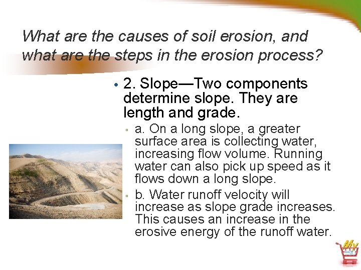 What are the causes of soil erosion, and what are the steps in the