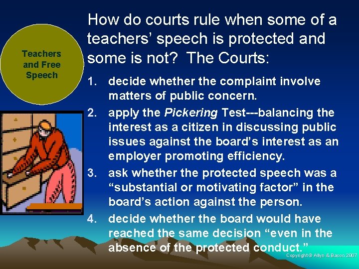 Teachers and Free Speech How do courts rule when some of a teachers’ speech
