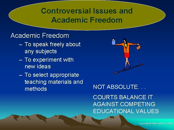 Controversial Issues and Academic Freedom – To speak freely about any subjects – To