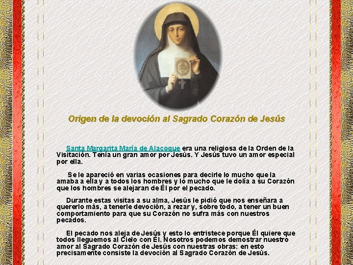 Origen de la devoción al Sagrado Corazón de Jesús Santa Margarita María de Alacoque