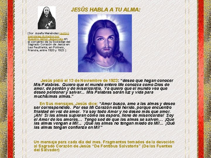  JESÚS HABLA A TU ALMA: (Sor Josefa Menéndez recibió mensajes dictados por Nuestro