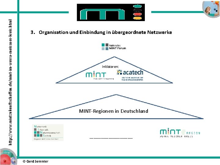 http: //www. mintzukunftschaffen. de/mint-im-werra-meissner-kreis. html 3. Organisation und Einbindung in übergeordnete Netzwerke Initiatoren: MINT-Regionen http: //www. mintzukunftschaffen. de/mint-im-werra-meissner-kreis. html 3. Organisation und Einbindung in übergeordnete Netzwerke Initiatoren: MINT-Regionen