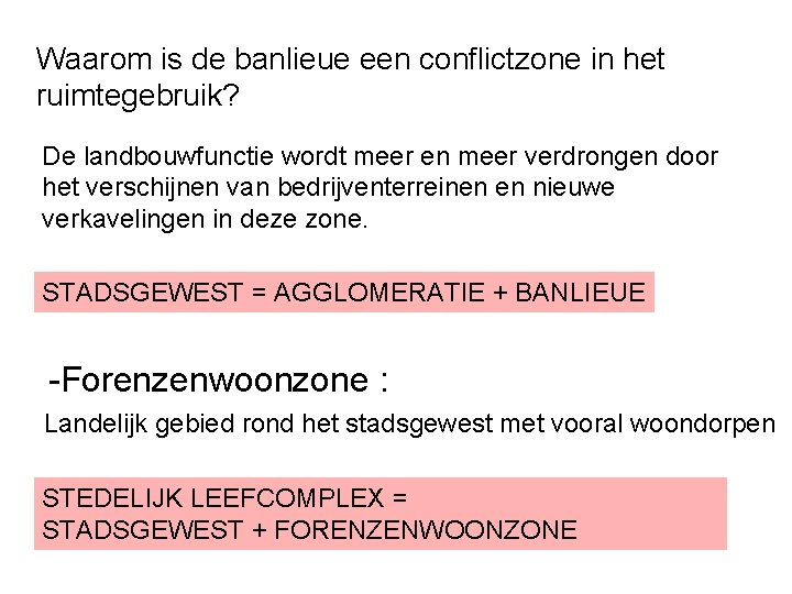 Waarom is de banlieue een conflictzone in het ruimtegebruik? De landbouwfunctie wordt meer en