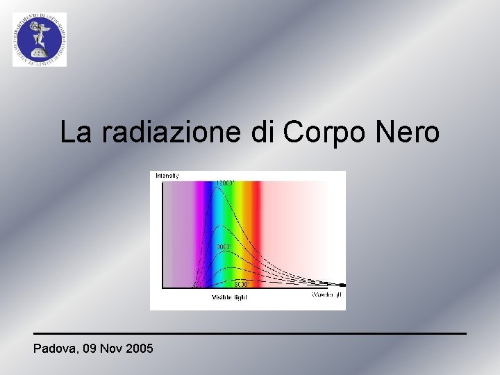 La radiazione di Corpo Nero Padova, 09 Nov 2005 