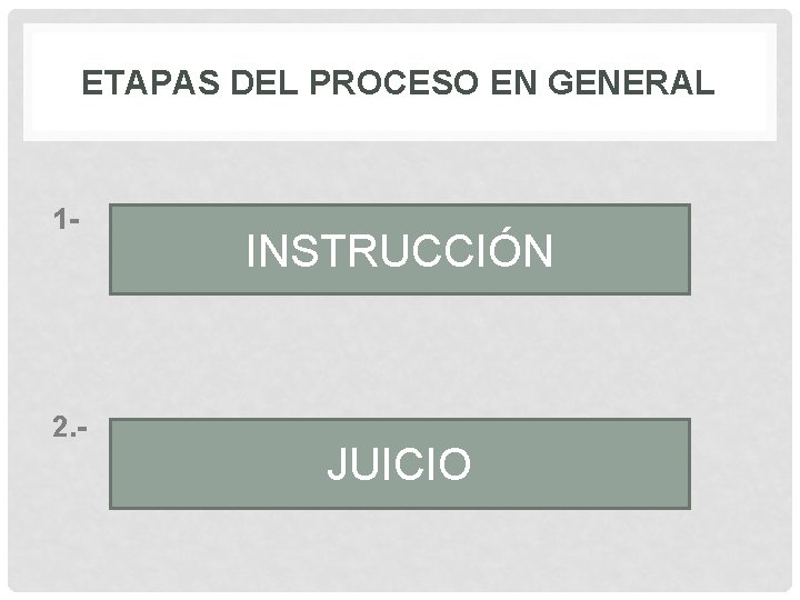 ETAPAS DEL PROCESO EN GENERAL 1 - 2. - INSTRUCCIÓN JUICIO 