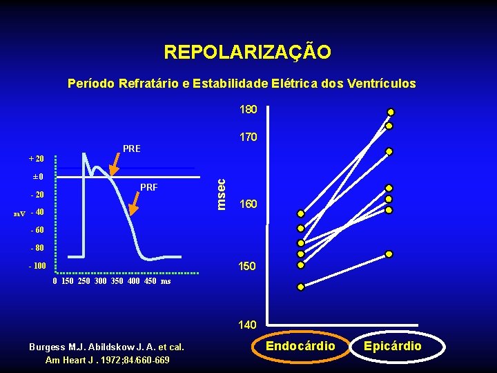 REPOLARIZAÇÃO Período Refratário e Estabilidade Elétrica dos Ventrículos 180 170 PRE ± 0 -