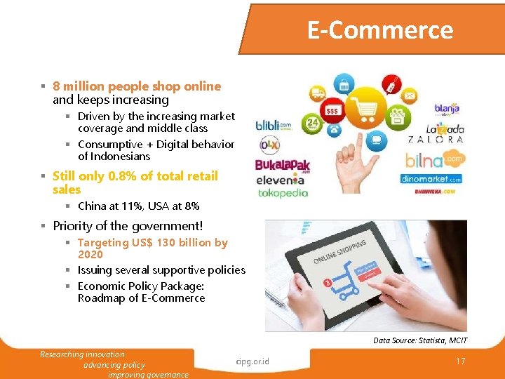 E-Commerce § 8 million people shop online and keeps increasing § Driven by the