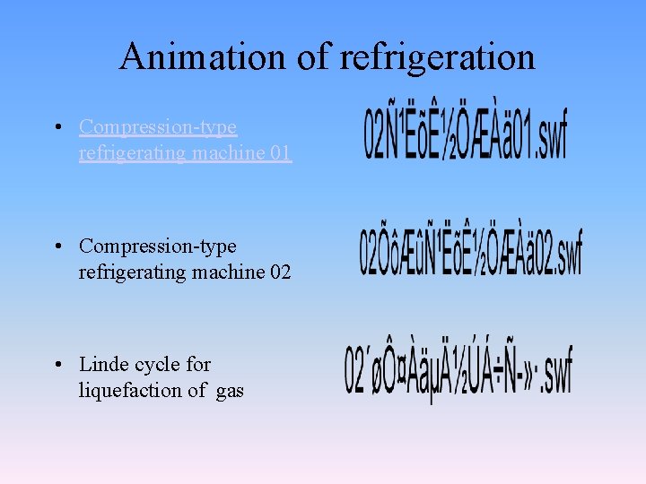 Animation of refrigeration • Compression-type refrigerating machine 01 • Compression-type refrigerating machine 02 •