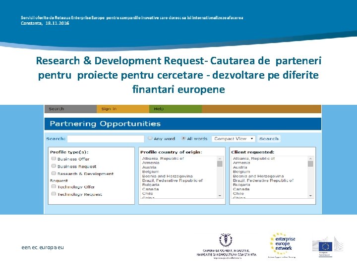 Research & Development Request- Cautarea de parteneri pentru proiecte pentru cercetare - dezvoltare pe