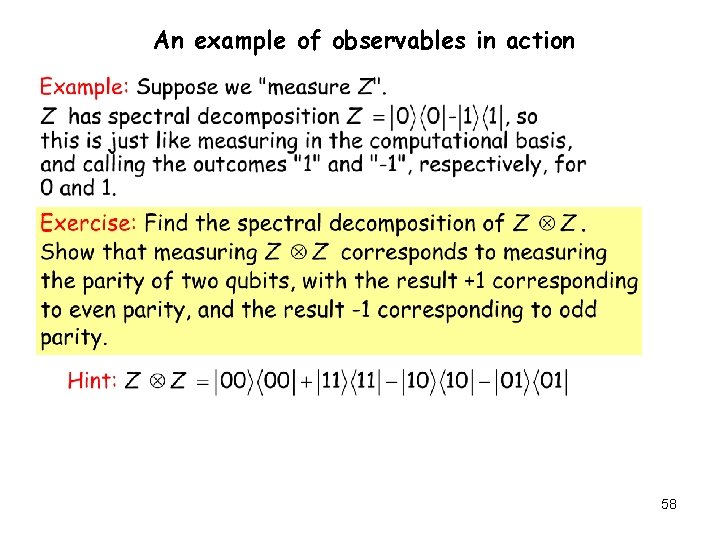 An example of observables in action 58 An example of observables in action 58