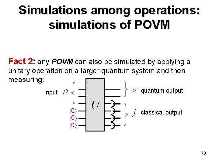 Simulations among operations: simulations of POVM Fact 2: any POVM can also be simulated Simulations among operations: simulations of POVM Fact 2: any POVM can also be simulated