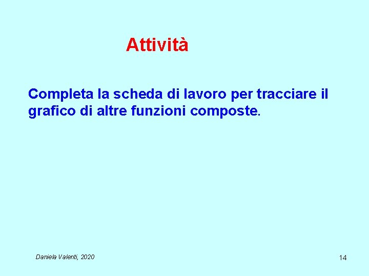 Attività Completa la scheda di lavoro per tracciare il grafico di altre funzioni composte.