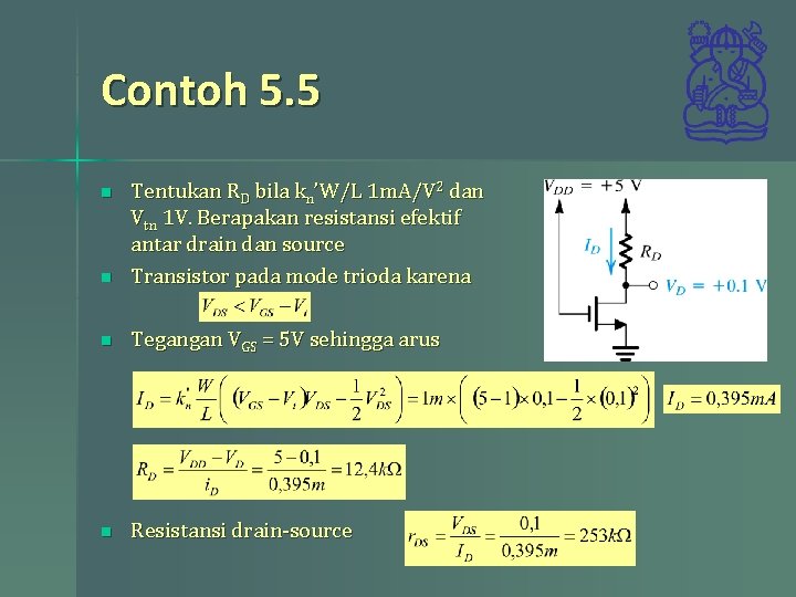 Contoh 5. 5 n Tentukan RD bila kn’W/L 1 m. A/V 2 dan Vtn