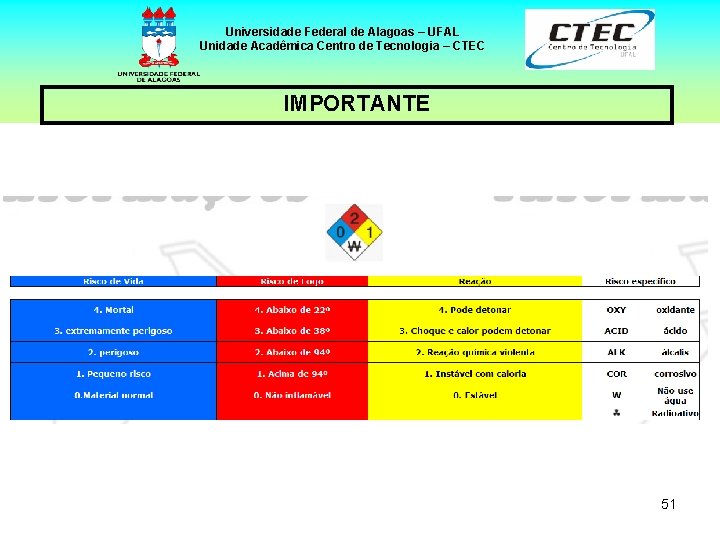 Universidade Federal de Alagoas – UFAL Unidade Acadêmica Centro de Tecnologia – CTEC IMPORTANTE