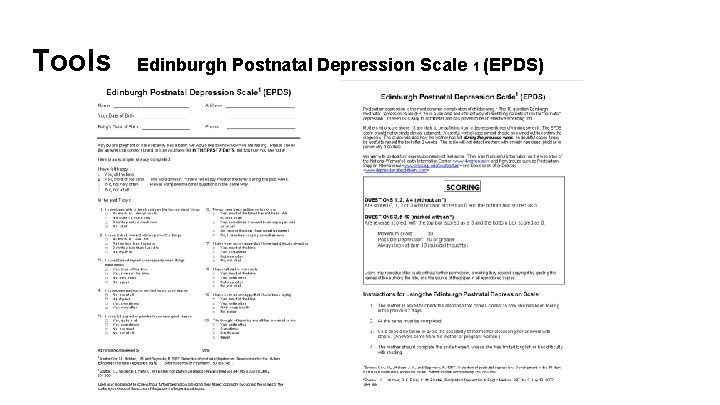 Tools Edinburgh Postnatal Depression Scale 1 (EPDS) 
