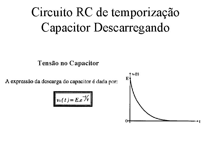 Circuito RC de temporização Capacitor Descarregando Tensão no Capacitor 