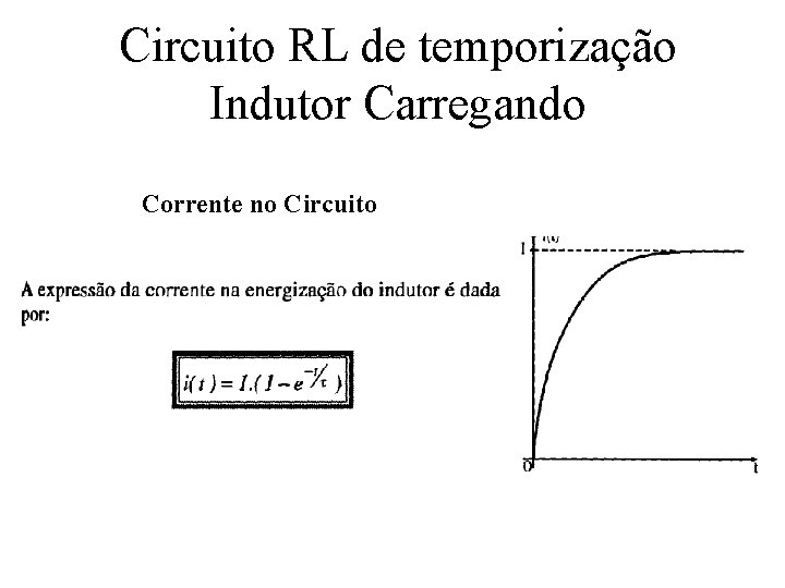 Circuito RL de temporização Indutor Carregando Corrente no Circuito 