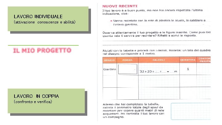 LAVORO INDIVIDUALE (attivazione conoscenze e abilità) LAVORO IN COPPIA (confronto e verifica) 