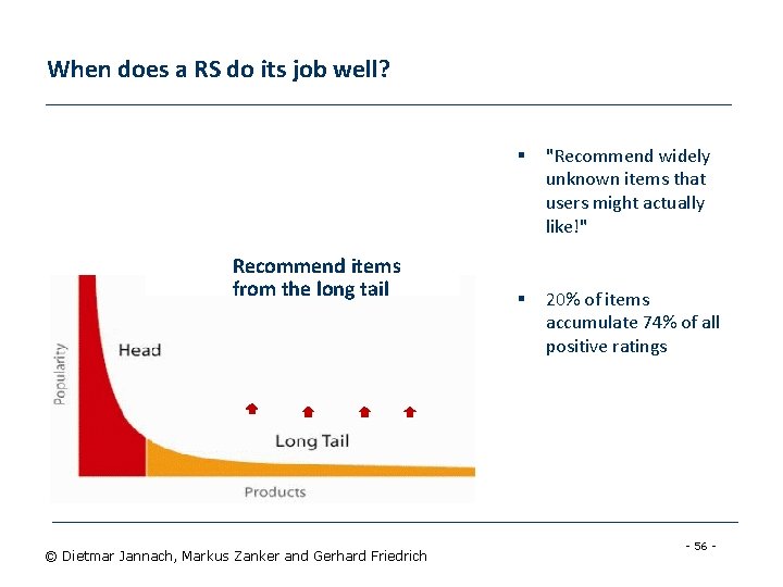 When does a RS do its job well? Recommend items from the long tail