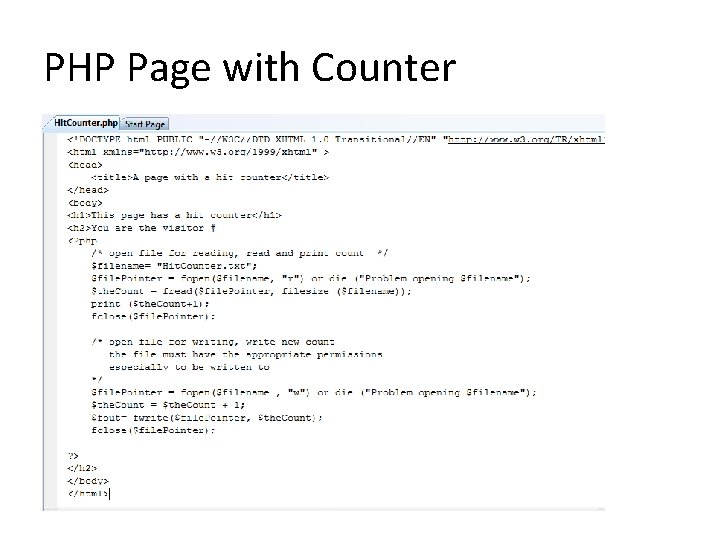 PHP Page with Counter 