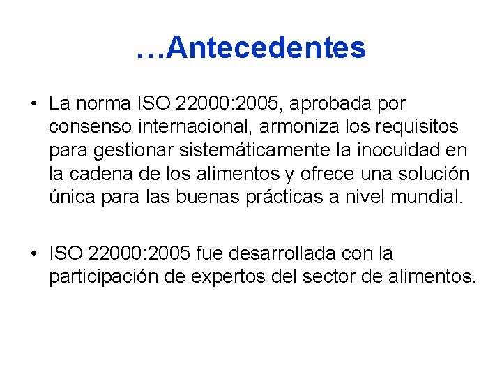 ISO 22000 2005 Sistema de Gestin para la