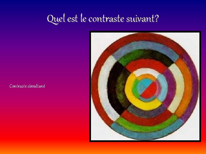 Quel est le contraste suivant? Contraste simultané 