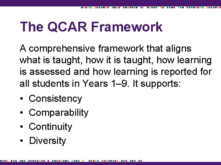 The QCAR Framework A comprehensive framework that aligns what is taught, how it is