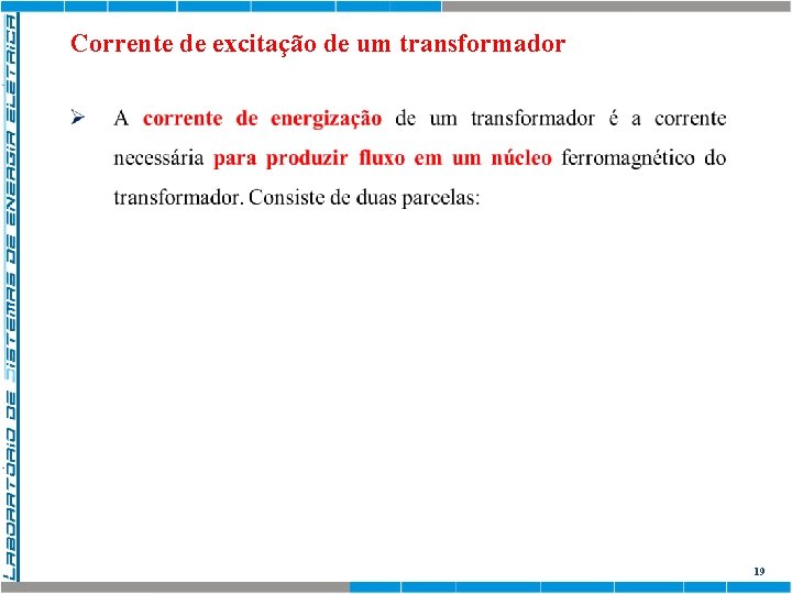 Corrente de excitação de um transformador 19 